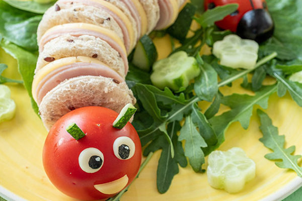 Funny Caterpillar Sanwich with ham and cheese © Adobe Stock